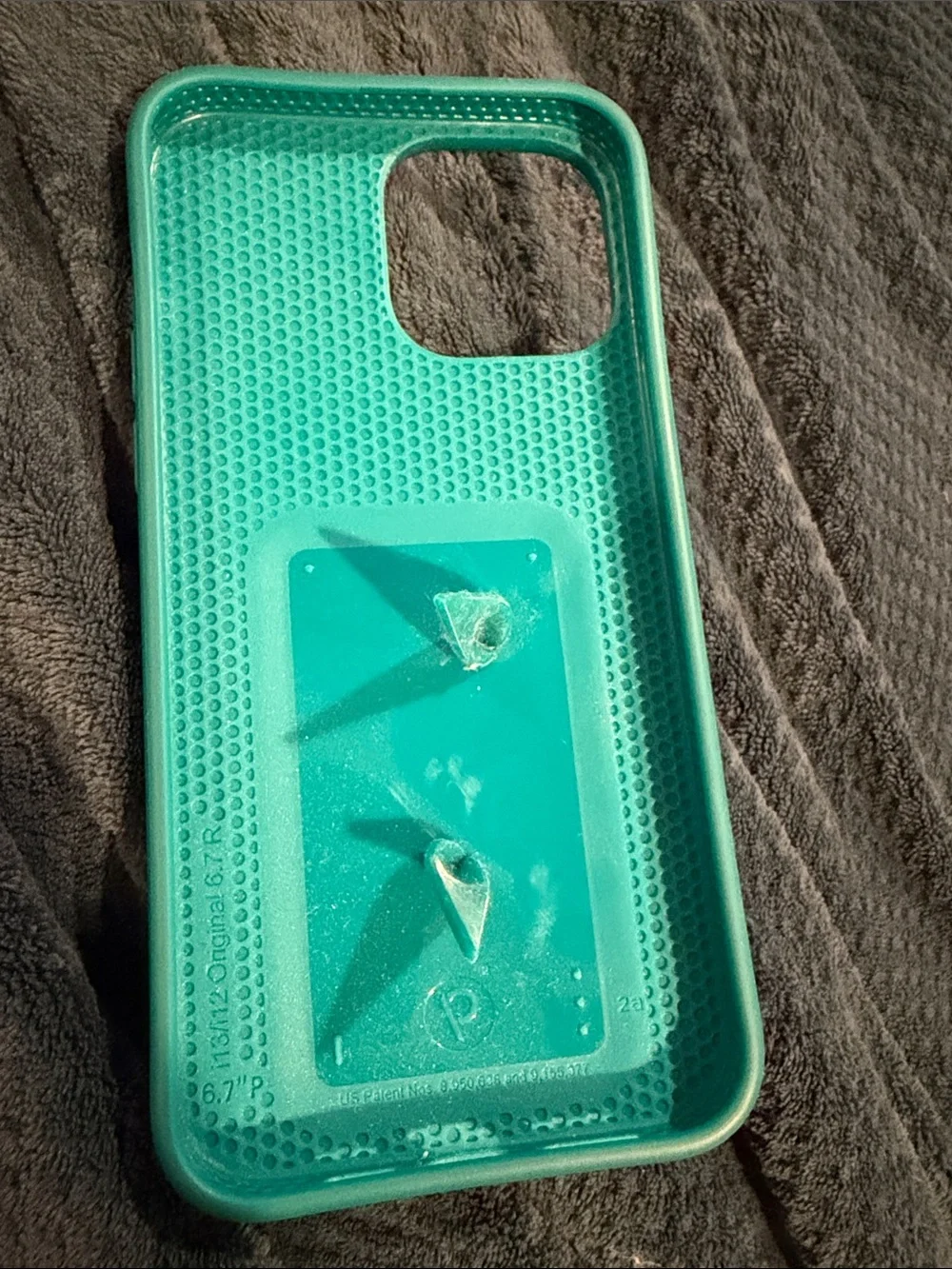 Loopy Case Teal 13 Pro Max iPhone Case with Gold Leaf Pattern and Finger Strap